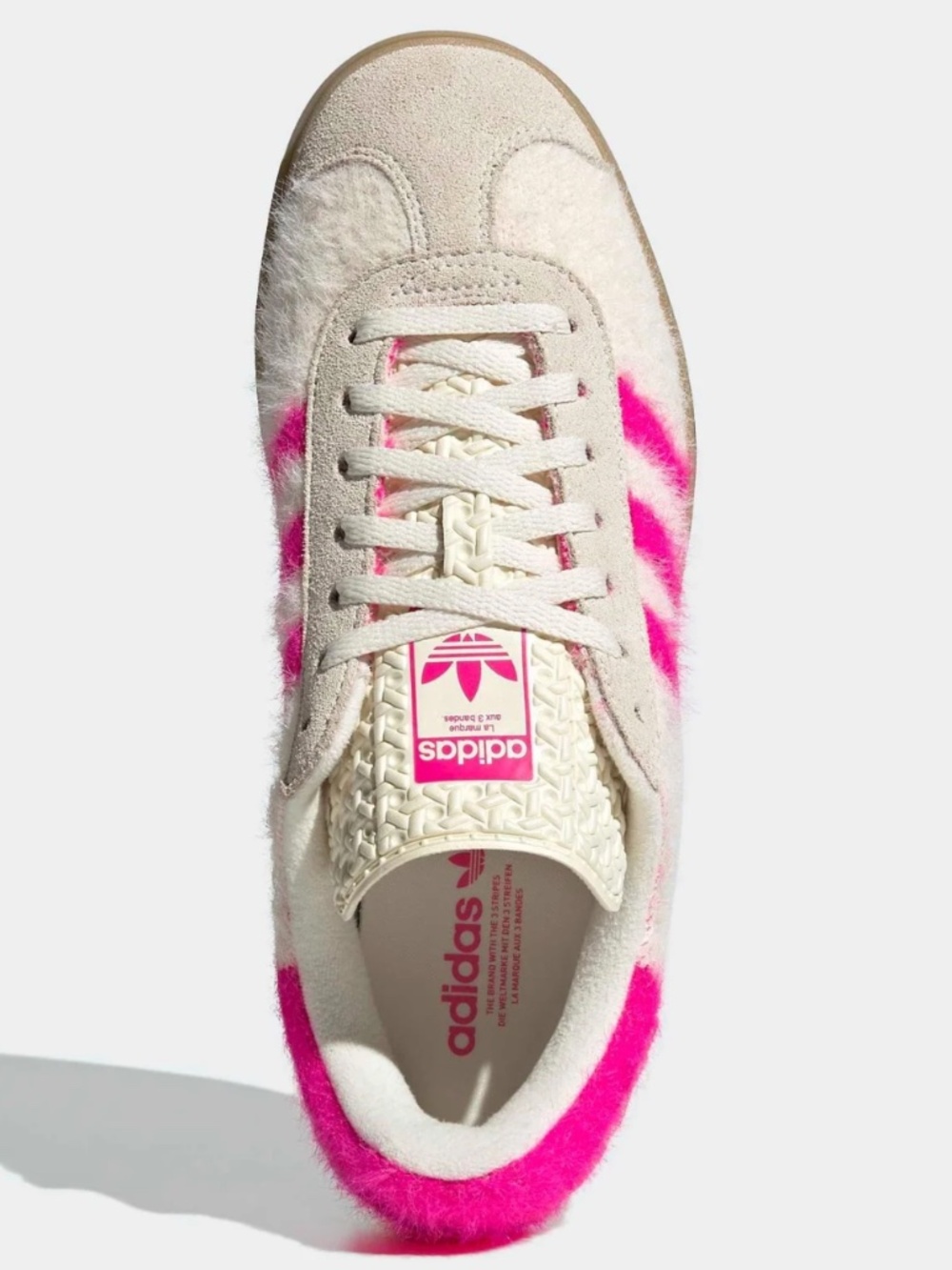 NEW adidas Gazelle FUR Bold White Shock Pink-size 9